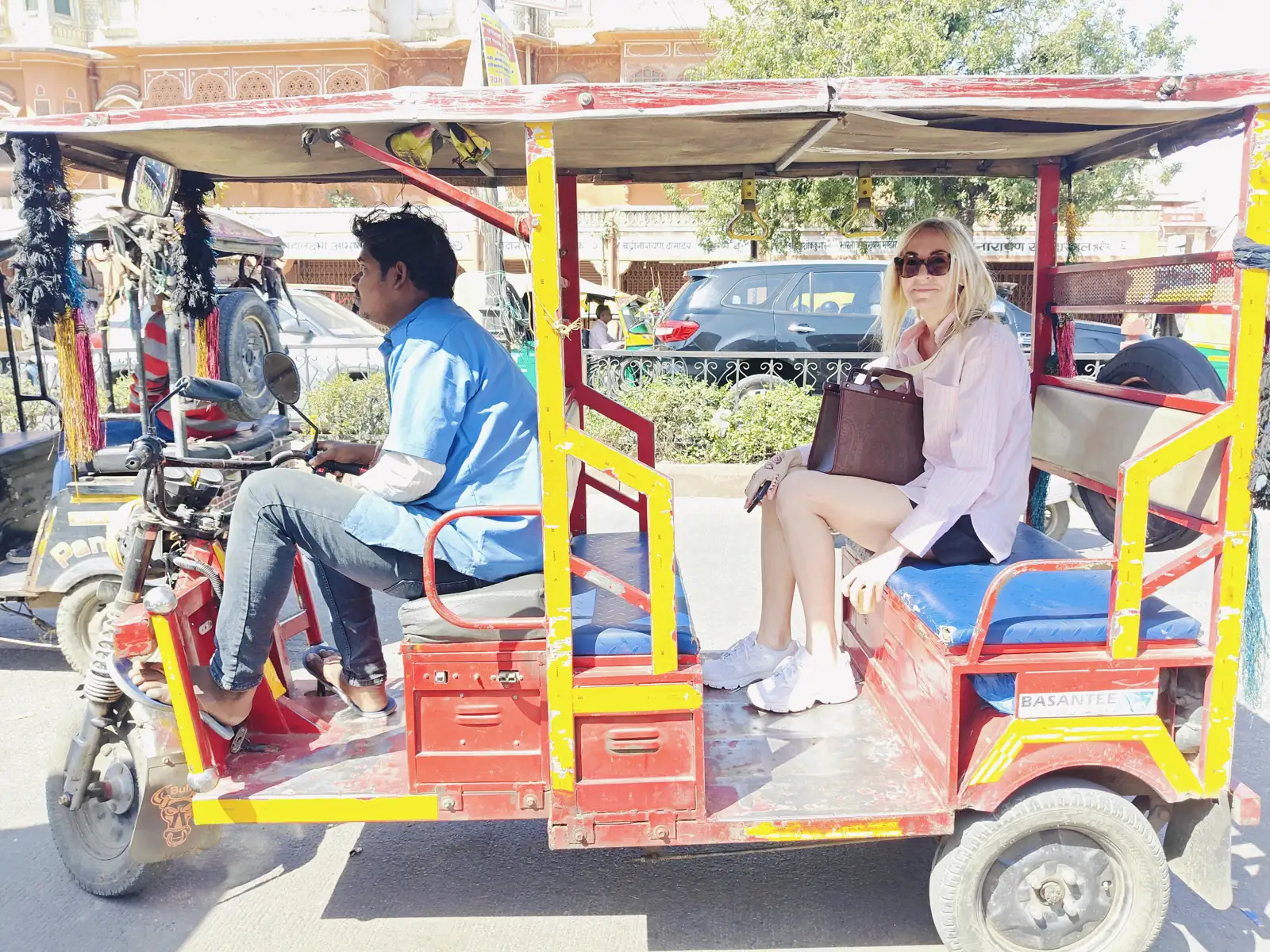 Guest on an e-rickshaw ride through Jaipur's old city