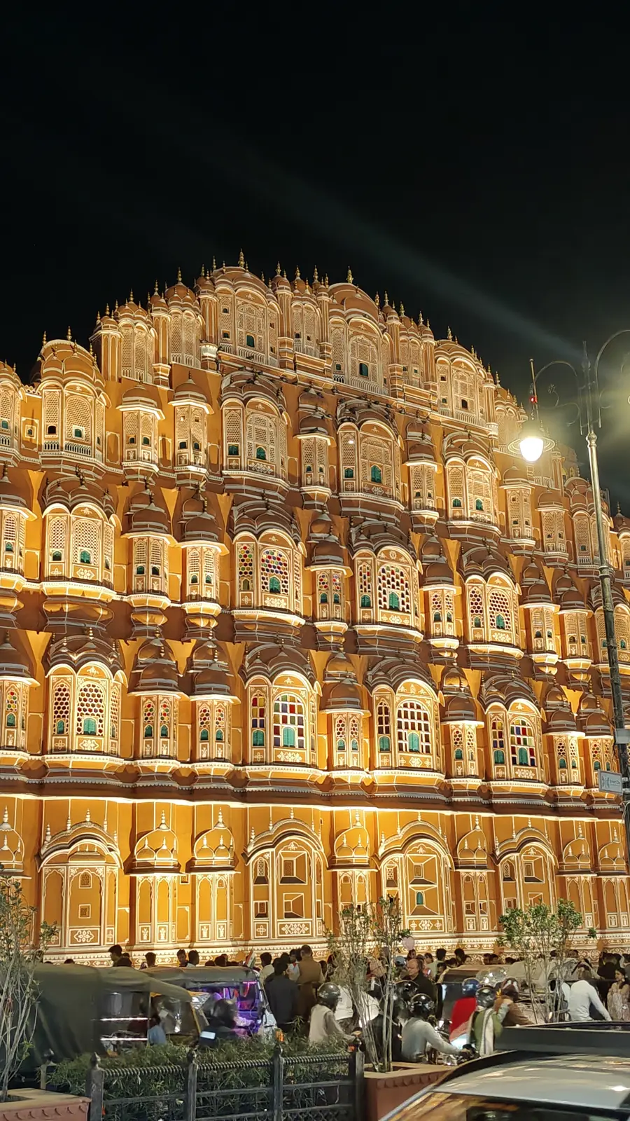 Hawa Mahal lit up at night, Jaipur